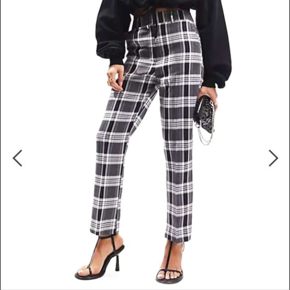 ASOS DESIGN slim skim cigarette pants in plaid